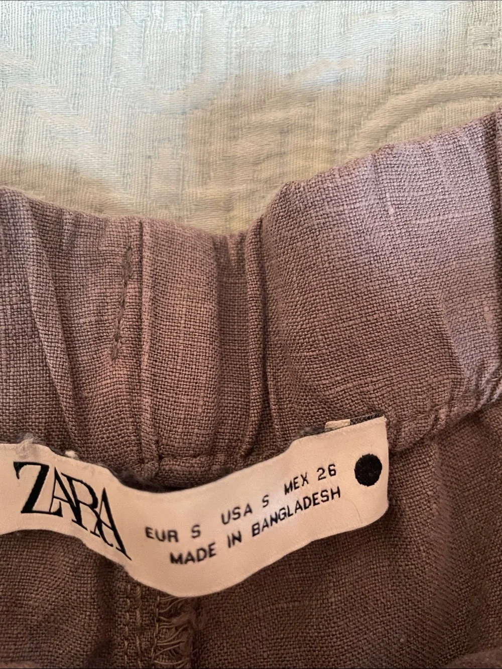 Zara Wide-Leg Linen-Blend Pants in Mauve Brown